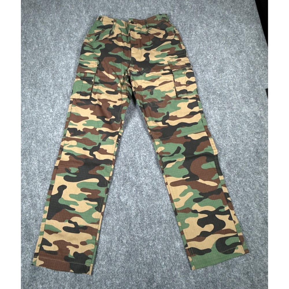 LCKR Boy's Large Blackhawk Cargo Pants Woodland Camo Ripstop Green Brown NWT